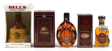 Three bottles of whisky comprising a 750ml Bell's Blended Scotch whisky, a Dimple 15 Year Aged