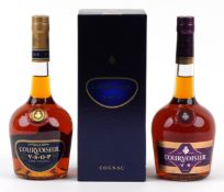 Two bottles of Courvoisier V.S.O.P Fine Cognac, one with box.