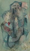 20th century Cubist pastel on paper, indistinctly signed, dated 1958 verso, mounted and glazed, 20cm