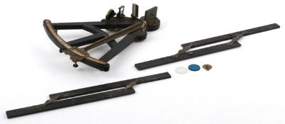 Early 19th century Gilbert & Sons of London ebony and brass marine octant and two early 19th century