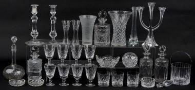 Collection of glassware and crystal including a Villeroy & Boch three branch candelabra, vases,