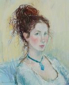 Glenys Ambrus - Portrait of a female, 20th century pastel on paper, signed, mounted, framed and