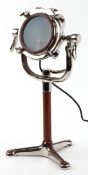 Art Deco style table lamp in the form of a film studio light, 50cm high.
