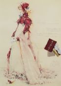 Raymond Wansker Hughes - Costume design print, pencil sign, editioned 153/500, mounted, framed and