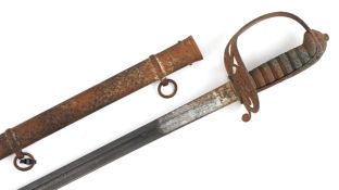 British military interest civil service dress sword and scabbard with wire bound shagreen grip and