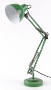 Vintage style green enamel Anglepoise table lamp, 90cm high extended.