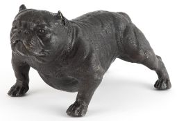 Patinated bronze study of a British Bulldog, 21cm in length.
