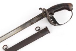 19th century Prussian military interest cavalry sword having Prussian eagle emblem to the basket