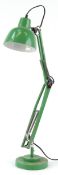 Vintage green enamel Anglepoise table lamp, 80cm high extended.