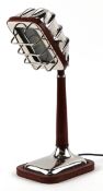 Industrial style chromed table lamp, 37cm high.