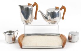 Mid 20th century five piece Piquot tea service comprising teapot, water pot, sugar bowl, milk jug