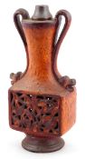 Walter Gerhards - Vintage West German pottery table lamp base with pierced entwined dragon body