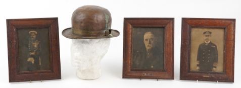 Military interest copper helmet with name plaque for P. Tupper. Hatter together with three