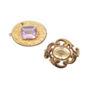 TWO VICTORIAN 19TH CENTURY STONE SET BROOCHES