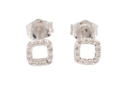 PAIR HALLMARKED 18CT GOLD & DIAMOND EARRINGS