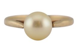 HALLMARKED 9CT GOLD & SINGLE PEARL RING