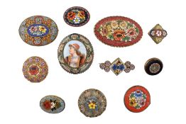 COLLECTION OF ANTIQUE & VINTAGE MICRO MOSAIC BROOCH PINS