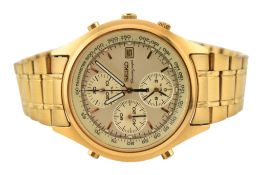 GILDED STAINLESS STEEL SEIKO CHRONOGRAPH WRISTWATCH
