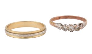 TWO HALLMARKED 9CT GOLD & WHITE STONE RINGS