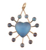EARLY 20TH CENTURY SAPHIRET HEART NECKLACE PENDANT