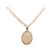 HALLMARKED 9CT GOLD & OPAL PENDANT NECKLACE
