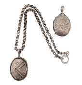 TWO VICTORIAN 19TH CENTURY SILVER LOCKETS & CHAIN
