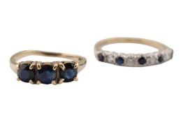 TWO 9CT GOLD & SAPPHIRE RINGS