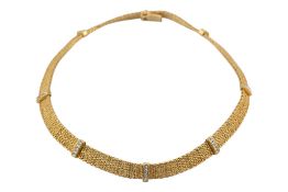 1970S CHRISTIAN DIOR GOLD TONE MESH LINK CHAIN COLLAR NECKLACE