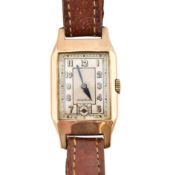 EARLY 20TH CENTURY 9CT GOLD TANK FACED WRISTWATCH