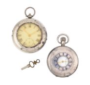 HALLMARKED SILVER HALF HUNTER POCKET WATCH & ANOTHER