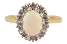 HALLMARKED 18CT GOLD OPAL & DIAMOND RING