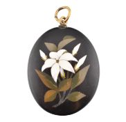 VICTORIAN PIETRA DURA NECKLACE PENDANT