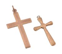 TWO 9CT GOLD CROSS NECKLACE PENDANTS