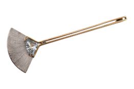 HALLMARKED 9CT GOLD AQUAMARINE & DIAMOND BROOCH PIN