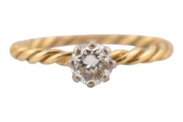 GOLD & DIAMOND SINGLE STONE RING