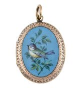 9CT GOLD BACK & FRONT ENAMEL DECORATED LOCKET