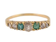 9CT GOLD EMERALD & DIAMOND RING