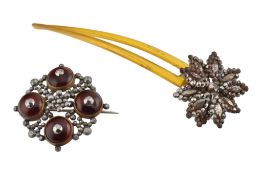 19TH CENTURY CUT STEEL BROOCH & HAIR PIN