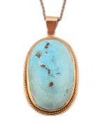 18CT GOLD & TURQUOISE PENDANT NECKLACE