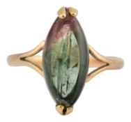 9CT GOLD & WATERMELON TOURMALINE RING