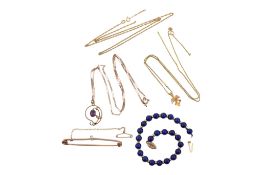 COLLECTION OF 9CT GOLD & GEM SET AF JEWELLERY