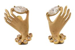 PAIR OF HAND EARRINGS MARKED 750 A HENRI JACQUES PARIS
