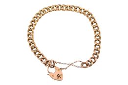 9CT GOLD BRACELET WITH HEART CLASP PADLOCK