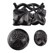 19TH CENTURY IVY WHITBY JET BROOCH & TWO OTHERS