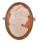 HALLMARKED 9CT GOLD CAMEO RING