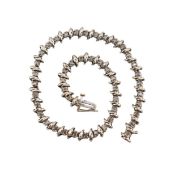 HALLMARKED 14CT WHITE GOLD & DIAMOND LINE BRACELET