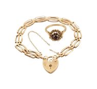 HALLMARKED 9CT GOLD CLUSTER RING & BRACELET