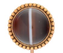 VICTORIAN BULLSEYE BANDED AGATE STICK PIN