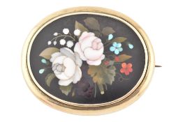 19TH CENTURY ASHFORDD MARBLE PIETRA DURA BROOCH PIN