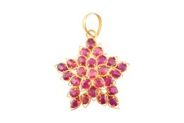 GOLD & RUBY CLUSTER PENDANT